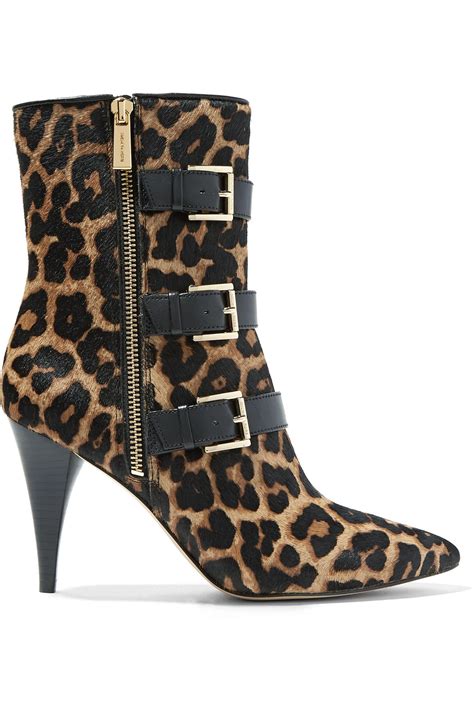 michael kors leopard print ankle boots|michael kors adjustable buckle boots.